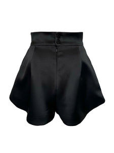 Flared Shorts - Satin Black (Made to order)
