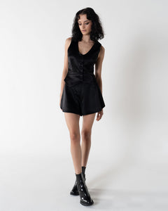 Flared Shorts - Satin Black (Made to order)