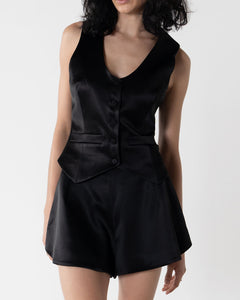 Flared Shorts - Satin Black (Made to order)