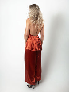 Peplum Top (Made To Order) - Rusty Red