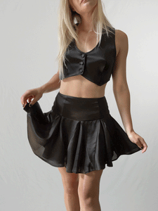 Petal Skirt (Made To Order) - Satin Black