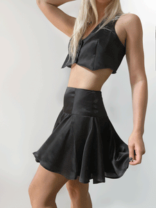 Petal Skirt (Made To Order) - Satin Black